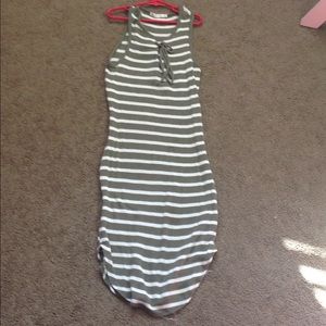 Green and white stretchy dress